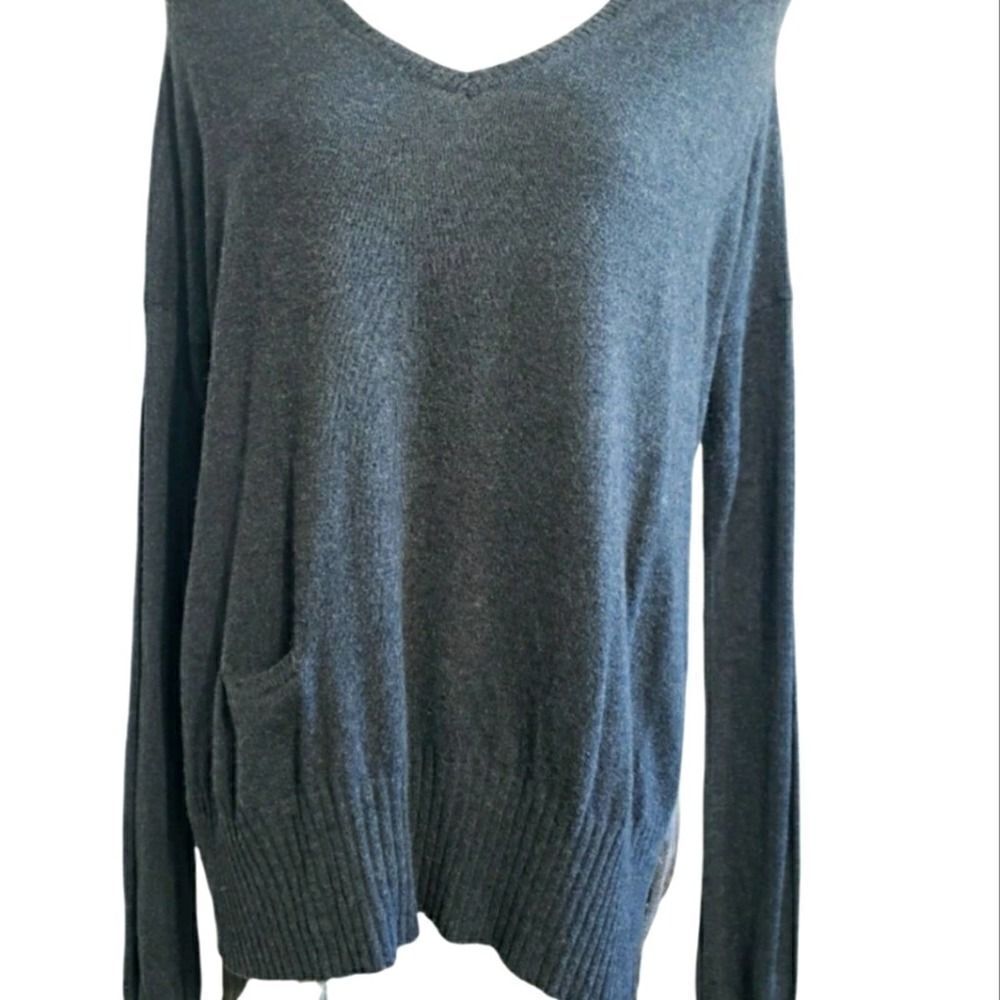 Yoon Sweater S Oversized Black & Gray V- Neck